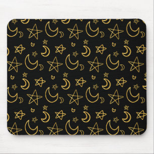 Mond- und Sterne-Goldmuster Mousepad