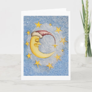 Mond und Sterne Grußkarte Karte