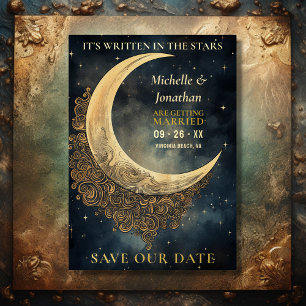 Mond und Sterne Himmlische Hochzeit Save-the-Date Folieneinladung