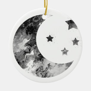Mond und Sterne Keramik Ornament