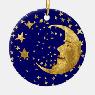 Mond und Sterne Keramik Ornament
