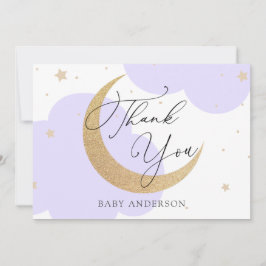 Mond und Sterne Lila Babyparty Dankeschön Dankeskarte