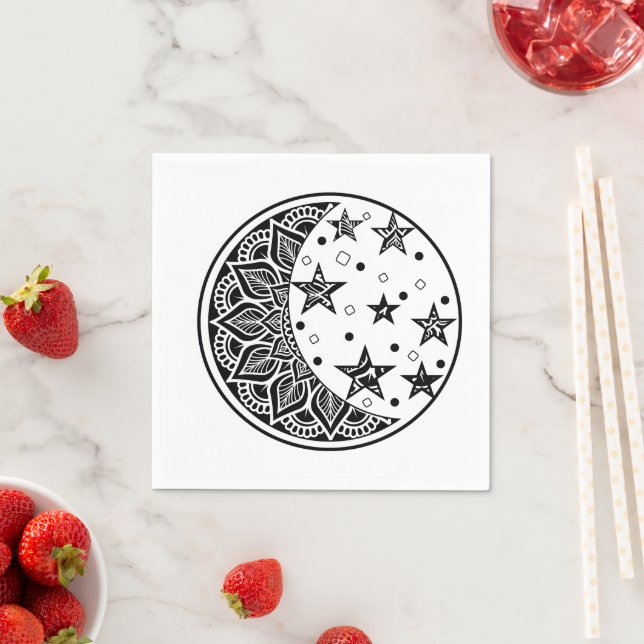 Mond und Sterne Mandala Serviette (Beispiel)