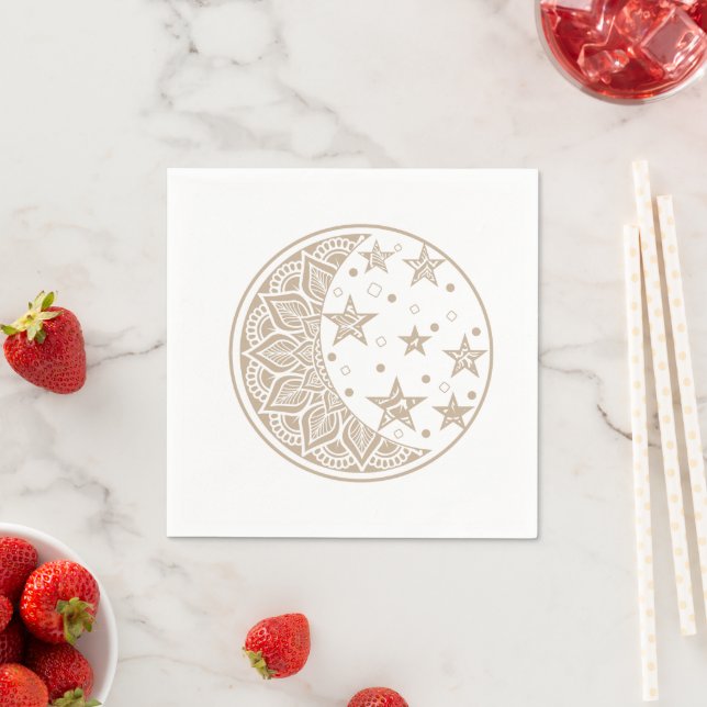 Mond und Sterne Mandala Serviette (Beispiel)