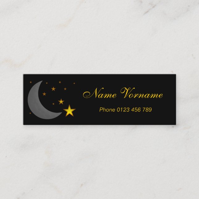 Mond und Sterne Mini Visitenkarte (Vorderseite)