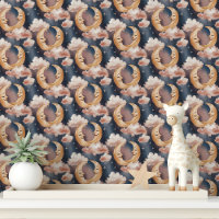 Mond und Sterne mit Wolken