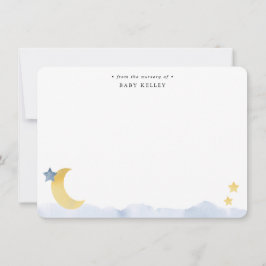 Mond und Sterne, Personalisiertes blaues Wasser Mitteilungskarte