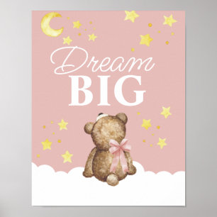 Mond und Sterne Träum groß Mädchen Teddybär Kinder Poster