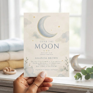 Mond und Sterne Über den Mond Baby Shower Einladung