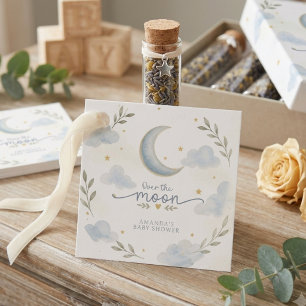 Mond und Sterne Über den Mond Baby Shower Geschenkanhänger