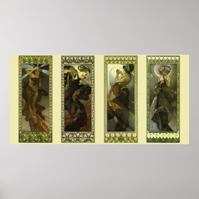 Mond und Sterne von Alphonse Mucha Poster (Vorne)