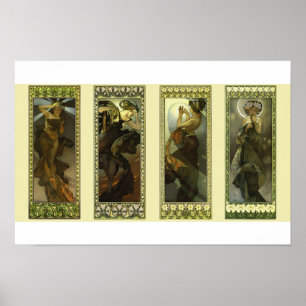 Mond und Sterne von Alphonse Mucha Poster