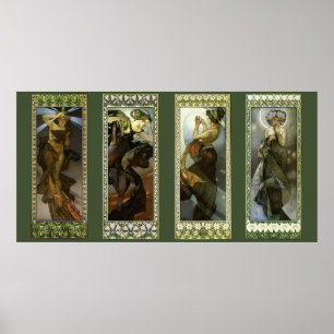 Mond und Sterne von Alphonse Mucha Poster
