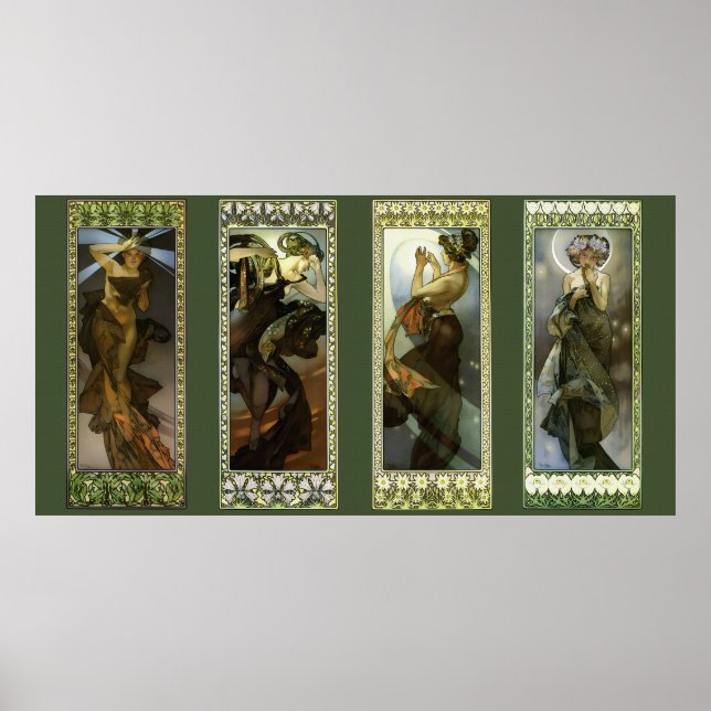 Mond und Sterne von Alphonse Mucha Poster (Vorne)