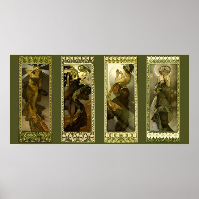 Mond und Sterne von Alphonse Mucha Poster (Vorne)