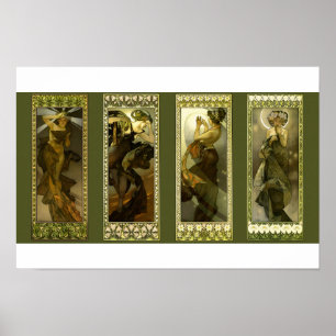Mond und Sterne von Alphonse Mucha Poster