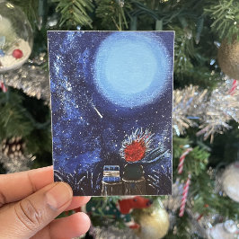 Mond und Sterne zeichnen Navy Blue Reading Fine Ar Poster