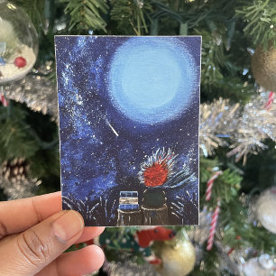 Mond und Sterne zeichnen Navy Blue Reading Fine Ar Poster