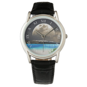 Mond und Strand Armbanduhr