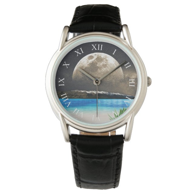 Mond und Strand Armbanduhr (Vorderseite)