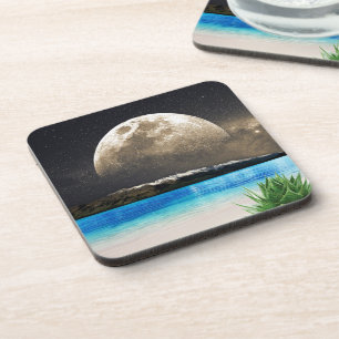 Mond und Strand Getränkeuntersetzer