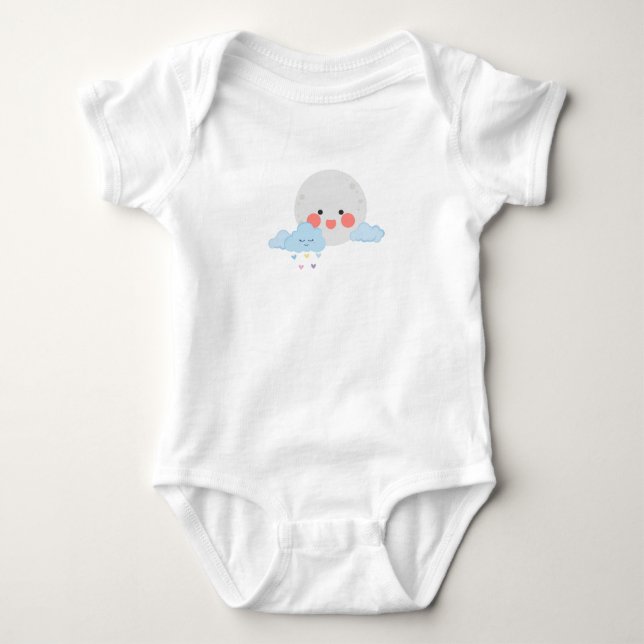 Mond und Wolke süßes Design Baby Strampler (Vorderseite)