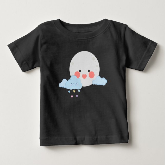 Mond und Wolke süßes Design Baby T-shirt (Vorderseite)
