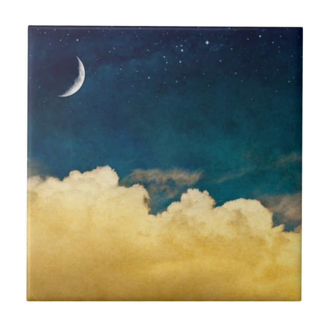 Mond und Wolkenlandschaft Fliese (Vorderseite)