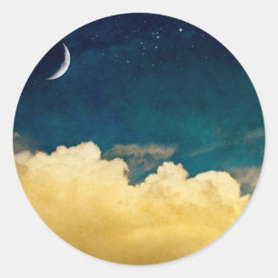 Mond und Wolkenlandschaft Runder Aufkleber