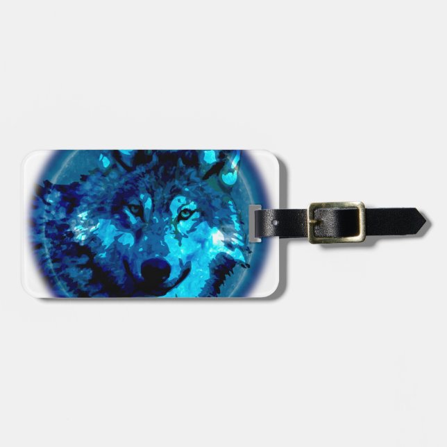 Mond-Wolf Gepäckanhänger (Vorderseite horizontal)