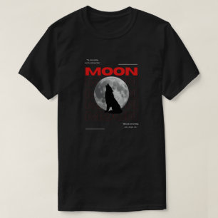 Mond Wolf Grafik Schwarz Ästhetik T-Shirt
