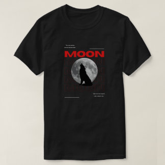 Mond Wolf Grafik Schwarz Ästhetik T-Shirt