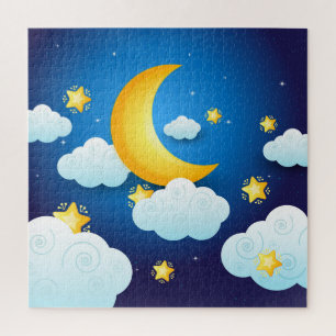 Mond, Wolken und Sterne Puzzle