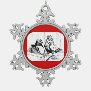 Mondain-Tauben 1981 Schneeflocken Zinn-Ornament