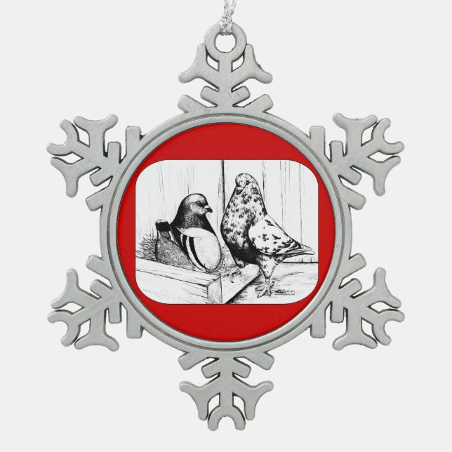 Mondain-Tauben 1981 Schneeflocken Zinn-Ornament (Vorderseite)