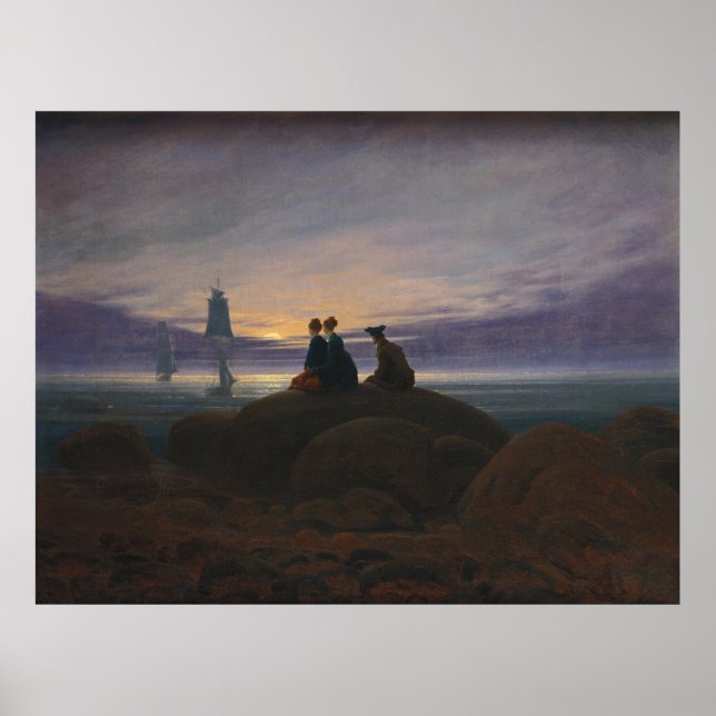 Mondaufgang am Meer (von Caspar David Friedrich) Poster (Vorne)