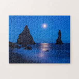 Mondaufgang Reflexion auf Ozean und Meeressäulen Puzzle