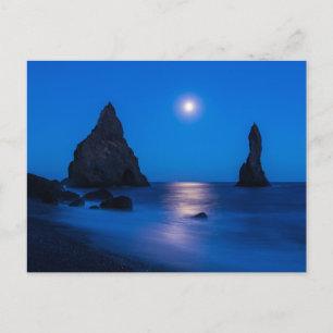 Mondaufgang Reflexion   Island, Reynisdrangur Postkarte
