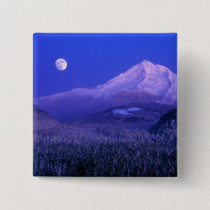 Mondaufgang über dem Mt Hood Winter, Oregon Button