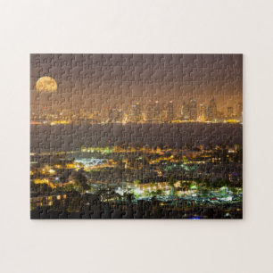 Mondaufgang über der Skyline von San Diego Puzzle