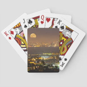 Mondaufgang über der Skyline von San Diego Spielkarten