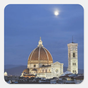 Mondaufgang und Dom von Florenz, Basilika di Quadratischer Aufkleber
