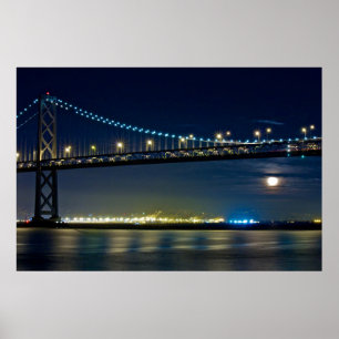 Mondaufgang unter der San Francisco Bay Bridge Poster