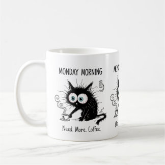 Monday Morning Need More Coffee Funny Cat Mug Kaffeetasse
