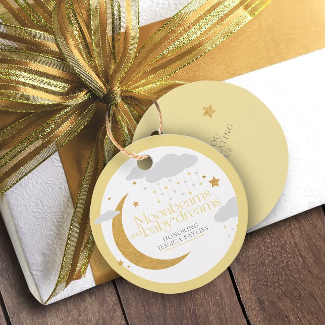 Mondbalken und Baby-Träume Babydusche gelb Geschenkanhänger (Von Creator hochgeladen)