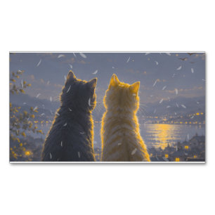 Mondbegleiter – Zwei Katzen unter dem Vollmond Magnetische Visitenkarte
