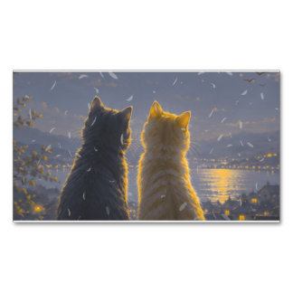 Mondbegleiter – Zwei Katzen unter dem Vollmond Magnetische Visitenkarte