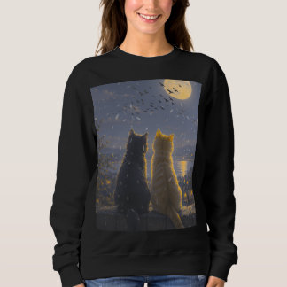 Mondbegleiter – Zwei Katzen unter dem Vollmond Sweatshirt