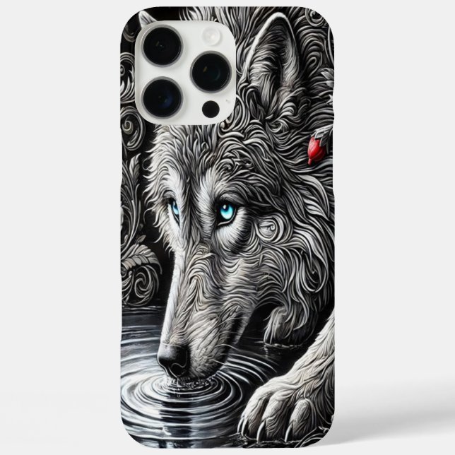 Mondbeglücktes Wolfporträt in Serenität Case-Mate iPhone Hülle (Rückseite)