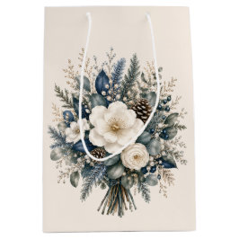 Mondbegrünter eleganter Winter-Blumenstrauß Mittlere Geschenktüte